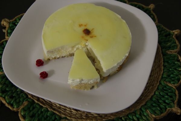 Eggless rasgulla cheesecake